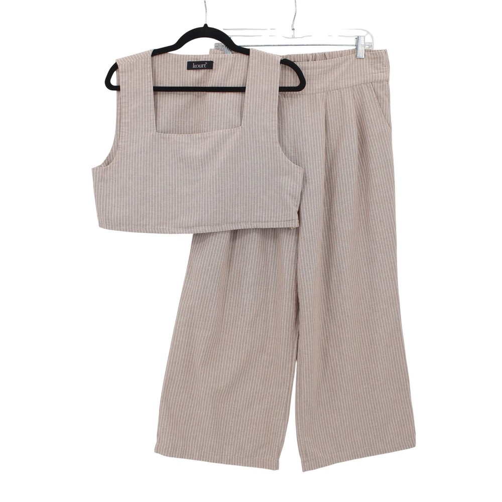 Kourt 2-Piece Set Crop Top Wide Leg Pants Linen Blend Minimalist Boho FLAW